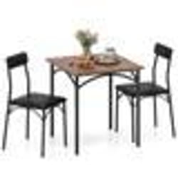 COSTWAY Ensemble de Salle à Manger 3 Pièces - Table Carrée et 2 Chaises avec Sièges Rembourrés pour Coin Repas Appartement