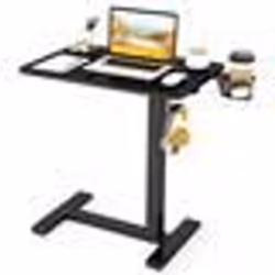 COSTWAY Bureau Mobile Debout 60 x 40 x 655-100 cm Réglable en Hauteur avec Support pour Tasse et Crochet pour Écouteurs Noir