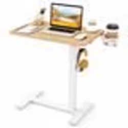 COSTWAY Bureau Mobile Debout 60 x 40 x 655-100 cm Réglable en Hauteur avec Support pour Tasse et Crochet pour Écouteurs Natur ...