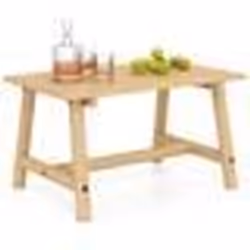 COSTWAY Table Rectangulaire de Jardin Extérieur en Bois Massif Plateau à Lattes pour Patio Balcon Salon Charge 125 kg Naturel