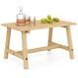 COSTWAY Table Rectangulaire de Jardin Extérieur en Bois Massif Plateau à Lattes pour Patio Balcon Salon Charge 125 kg Naturel