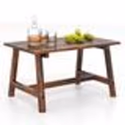 COSTWAY Table Rectangulaire de Jardin Extérieur en Bois Massif Plateau à Lattes pour Patio Balcon Salon Charge 125 kg Marron