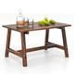 COSTWAY Table Rectangulaire de Jardin Extérieur en Bois Massif Plateau à Lattes pour Patio Balcon Salon Charge 125 kg Marron