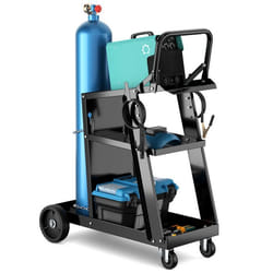COSTWAY Chariot Poste à souder Mobile -3 Niveaux pour Soudage TIG MIG  -Plateaux Inclinable Charge max.: 100 KG Noir