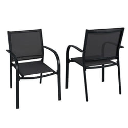 COSTWAY Lot de 2 Chaises de Jardin Extérieur Empilables en Métal Assise et Dossier Respirants Charge 150kg pour Piscine Balcon