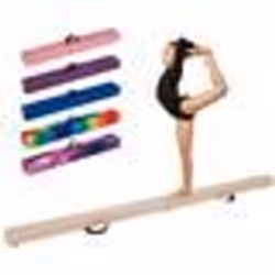 COSTWAY Poutre de Gymnastique Pliable 240cm pour Enfants avec Housse en Daim Amovible et Fond Antidérapant Poignées 3-10Ans B ...