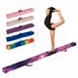 COSTWAY Poutre de Gymnastique Pliable 240cm pour Enfants avec Housse en Daim Amovible et Fond Antidérapant Poignées Violet et ...