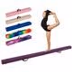 COSTWAY Poutre de Gymnastique Pliable 240 cm pour Enfants avec Housse en Daim Amovible et Fond Antidérapant Poignées 3-10 Ans