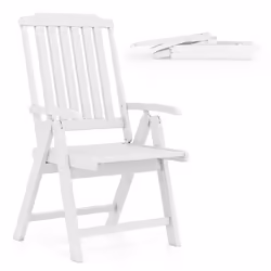 COSTWAY Chaise de Jardin Extérieur Pliable en HDPE Accoudoir et Dossier Siège à Lattes Charge 150 kg Intérieur Extérieur Blan ...