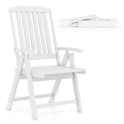 COSTWAY Chaise de Jardin Extérieur Pliable en HDPE Accoudoir et Dossier Siège à Lattes Charge 150 kg Intérieur Extérieur Blanc