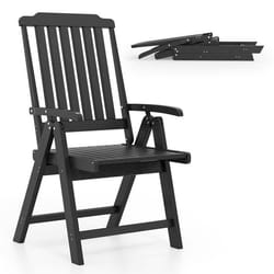 COSTWAY Chaise de Jardin Extérieur Pliable en HDPE Accoudoirs et Dossier Siège à Lattes Charge 150 kg Intérieur Extérieur Noir