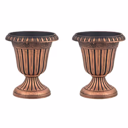 COSTWAY Lot de 2 Carrés Potager Vintage en Plastique Base de Piédestal et Trou de Drainage Pré-marqué Intérieur Extérieur Bro ...