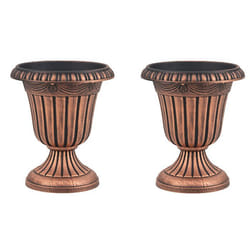 COSTWAY Lot de 2 Carrés Potager Vintage en Plastique Base de Piédestal et Trou de Drainage Pré-marqué Intérieur Extérieur Bronze