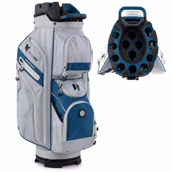 COSTWAY Sac de Golf Trépied - 14 Compartiments Fermeture à Glissière 11 Poches Sac Isotherme Sangle Rembourrée Poignées Gris ...