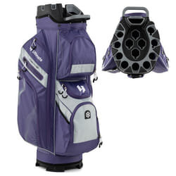 COSTWAY Sac de Golf Trépied avec 14 Compartiments Fermeture à Glissière 11 Poches Sac Isotherme Sangle Rembourrée Poignées Violet