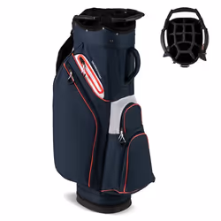 COSTWAY Sac de Golf Trépied avec 14 Compartiments Poche Isotherme Bandoulière Réglable Housse de Pluie et Porte-parapluie Ble ...