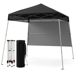 COSTWAY Tonnelle de Jardin 182 x 182 cm avec Panneau Latéral - Tente Réception Pliant avec Pieds Inclinés Réglables Noir