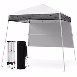 COSTWAY Tonnelle de Jardin 182 x 182 cm avec Panneau Latéral - Tente Réception Pliant avec Pieds Inclinés Réglables Blanc
