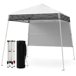 COSTWAY Tonnelle de Jardin 182 x 182 cm avec Panneau Latéral - Tente Réception Pliant avec Pieds Inclinés Réglables Blanc