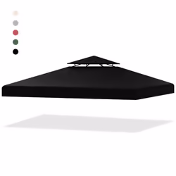 COSTWAY Toile de Toit à Deux Niveaux de Rechange 3x3M Protection Solaire Bâche pour Tonnelle en Polyester pour Jardin Patio N ...