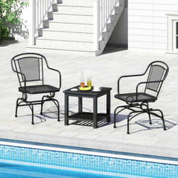 COSTWAY Lot de 2 Chaises à Bascule de Jardin Extérieur avec Dossier et Assise en Résille Accoudoirs pour Pelouse Terrasse Balcon