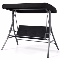 COSTWAY Balancelle de Jardin 3 Place - Charge Max.: 453 kg avec Toit Pare-Soleil Banc à Bascule pour Extérieur Noir