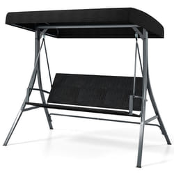 COSTWAY Balancelle de Jardin 3 Place - Charge Max.: 453 kg avec Toit Pare-Soleil Banc à Bascule pour Extérieur Noir