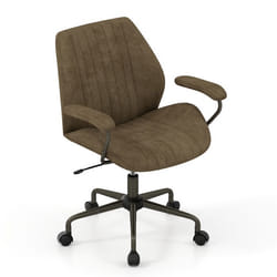 COSTWAY Chaise de Bureau Ergonomique Pivotante en Tissu Daim avec Roulettes - Ajustable en Hauteur d’Assise 45-52 cm