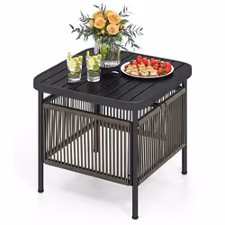 COSTWAY 2 en 1 Table Base de Jardin Extérieur comme Pied de Parasol Trou pour Parasol de 4 cm pour Balcon Patio 56 x 56 x 49  ...