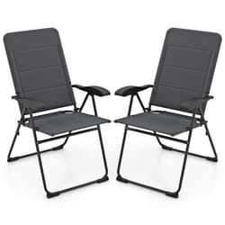 COSTWAY Lot de 2 Chaises Pliantes de Jardin Extérieur Fauteuils Inclinables à 7 Positions Réglables Charge 136kg pour Cour Plage