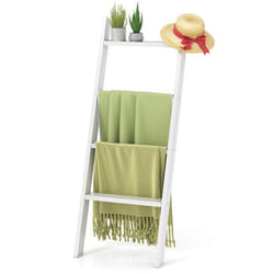 COSTWAY Étagère Échelle à 4 Niveaux Échelle à Couvertures Vêtements Journaux pour Salle de Bain Salon Chambre Blanc