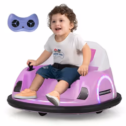 COSTWAY 12V Quad Tamponneuse Electrique pour Enfants Connexion Sans Fi LED Musique Rotation à 360° 18+ Mois Rose