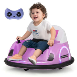 COSTWAY 12V Quad Tamponneuse Electrique pour Enfants Connexion Sans Fi LED Musique Rotation à 360° 18+ Mois Rose
