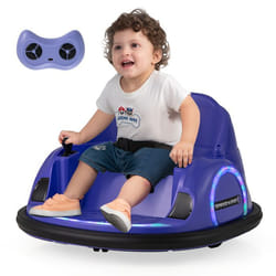COSTWAY 12V Quad Tamponneuse Electrique pour Enfants Connexion Sans Fi LED Musique Rotation à 360° 18+ Mois Bleu Foncé