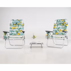 COSTWAY Ensemble 3 PCS Table et 2 Chaises Pliables de Jardin à 5 Positions Tissu Oxford Porte-gobelet Porte-serviette Vert