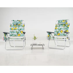 COSTWAY Ensemble 3 PCS Table et 2 Chaises Pliables de Jardin à 5 Positions Tissu Oxford Porte-gobelet Porte-serviette Vert