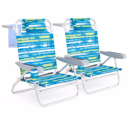 Lot de 2 Chaises de Jardin Pliables COSTWAY Tissu Oxford Dossier Réglable à 5 Niveaux Oreiller Porte-Serviette Sac PortableVe ...