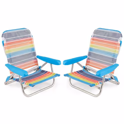 Lot de 2 Chaises de Jardin Pliables COSTWAY Dossier Réglable à 5 Niveaux Sangle de Transport Charge 150 kg pour Pêche Camping