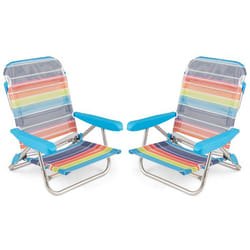 Lot de 2 Chaises de Jardin Pliables COSTWAY Dossier Réglable à 5 Niveaux Sangle de Transport Charge 150 kg pour Pêche Camping
