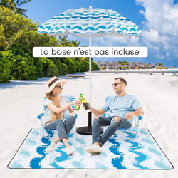 COSTWAY Ensemble 4 PCS avec 2 Chaises de Jardin Pliables et Parasol Portable Inclinable 190cm Tapis 2 x 2m Sac de Transport B ...