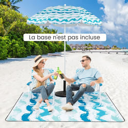 COSTWAY Ensemble 4 PCS avec 2 Chaises de Jardin Pliables et Parasol Portable Inclinable 190cm Tapis 2 x 2m Sac de Transport Bleu