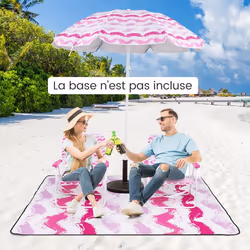 COSTWAY Ensemble 4 PCS avec 2 Chaises de Jardin Pliables et Parasol Portable Inclinable 190cm Tapis 2 x 2m Sac de Transport R ...