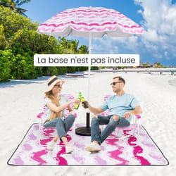 COSTWAY Ensemble 4 PCS avec 2 Chaises de Jardin Pliables et Parasol Portable Inclinable 190cm Tapis 2 x 2m Sac de Transport Rose