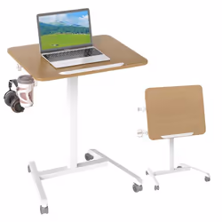 COSTWAY Bureau Mobile Pliable pour PC avec Plateau Inclinable à 90°pour Travailler Assis-Debout 60 x 48 x 76-111 cm