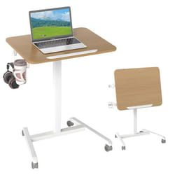 COSTWAY Bureau Mobile Pliable pour PC avec Plateau Inclinable à 90°pour Travailler Assis-Debout 60 x 48 x 76-111 cm