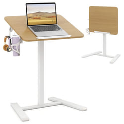 COSTWAY Bureau Mobile Pliable pour PC avec Plateau Inclinable à 90°pour Travailler Assis-Debout