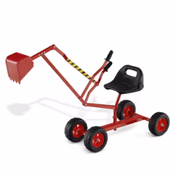 COSTWAY Tractopelle Enfant pour Bac à Sable avec 4 roues Pelle Flexible pour Sable Terre Neige 122 x 40 x 66 cm 3 Ans+ Rouge