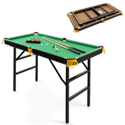 Table de Billard Pliable COSTWAY avec 2 Queues 2 Craies 16 Boules Triangle et Brosse pour Toute la Famille 122 x 64 x 78 cm Vert