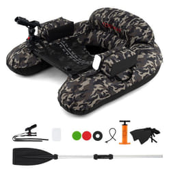 COSTWAY Bateau de Pêche Gonflable-Accessoire Complet-Porte-Canne à Pêche Réglable Support de Canne 111 x 104 x 46 cm Camouflage