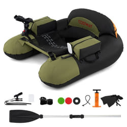 COSTWAY Bateau de Pêche Gonflable-Accessoire Complet-Porte-Canne à Pêche Réglable Support de Canne 111 x 104 x 46 cm Vert